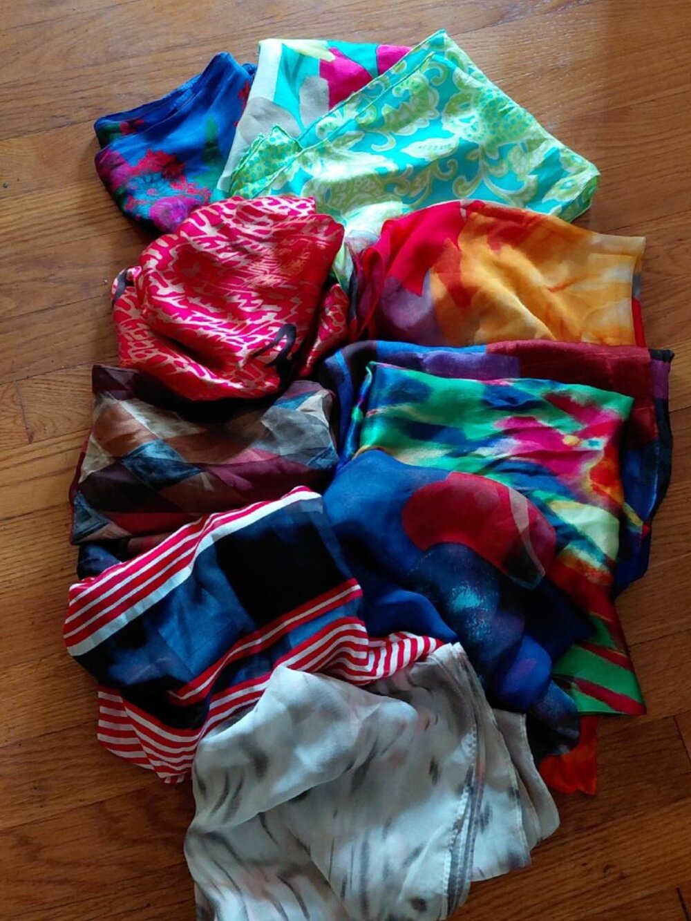 Lot of 10 Vintage Rectangle Scarves